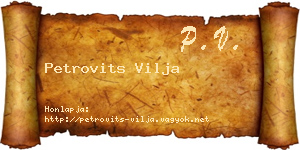 Petrovits Vilja névjegykártya